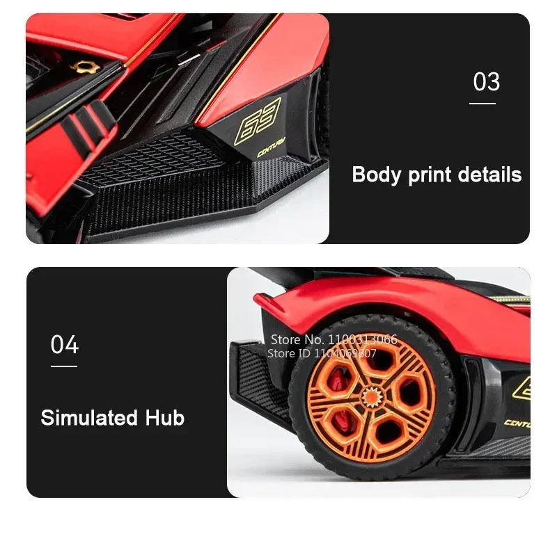 1:32 Lambor V12 GT Super Auto Modell Spielzeug Metall Druckguss Zurückziehen Musik Licht Miniatur Racing Fahrzeug Modelle Dekoration Jungen Geschenke – Detail 8