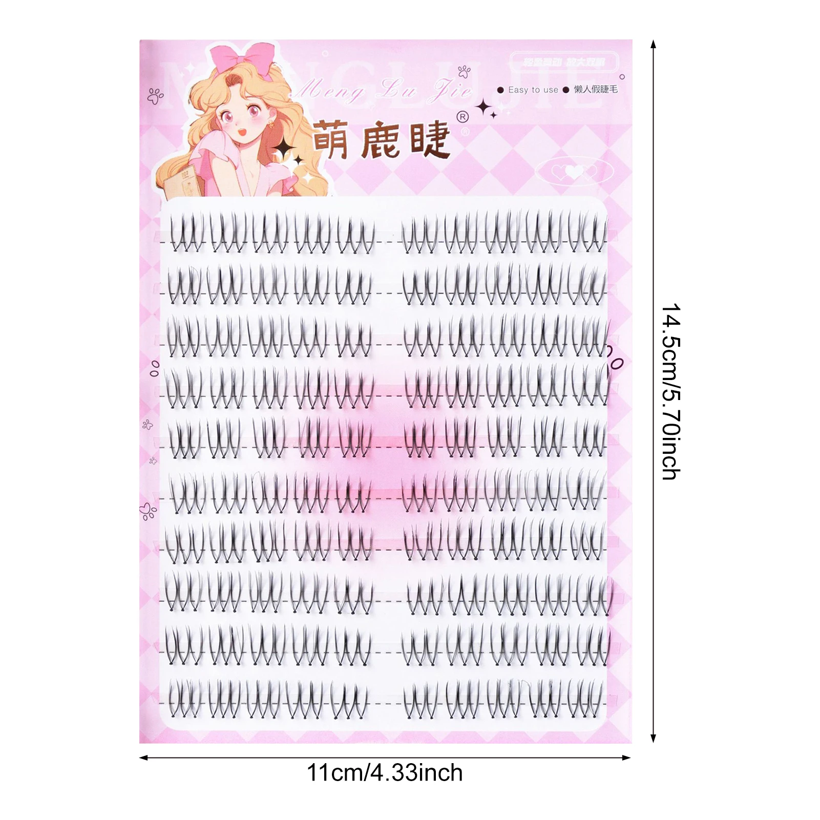Ciglia individuali a forma di U con fascia trasparente Ciglia a grappolo 3D Fai da te Estensione ciglia soffici e sottili per il gruppo di idoli coreani Ciglia comiche
