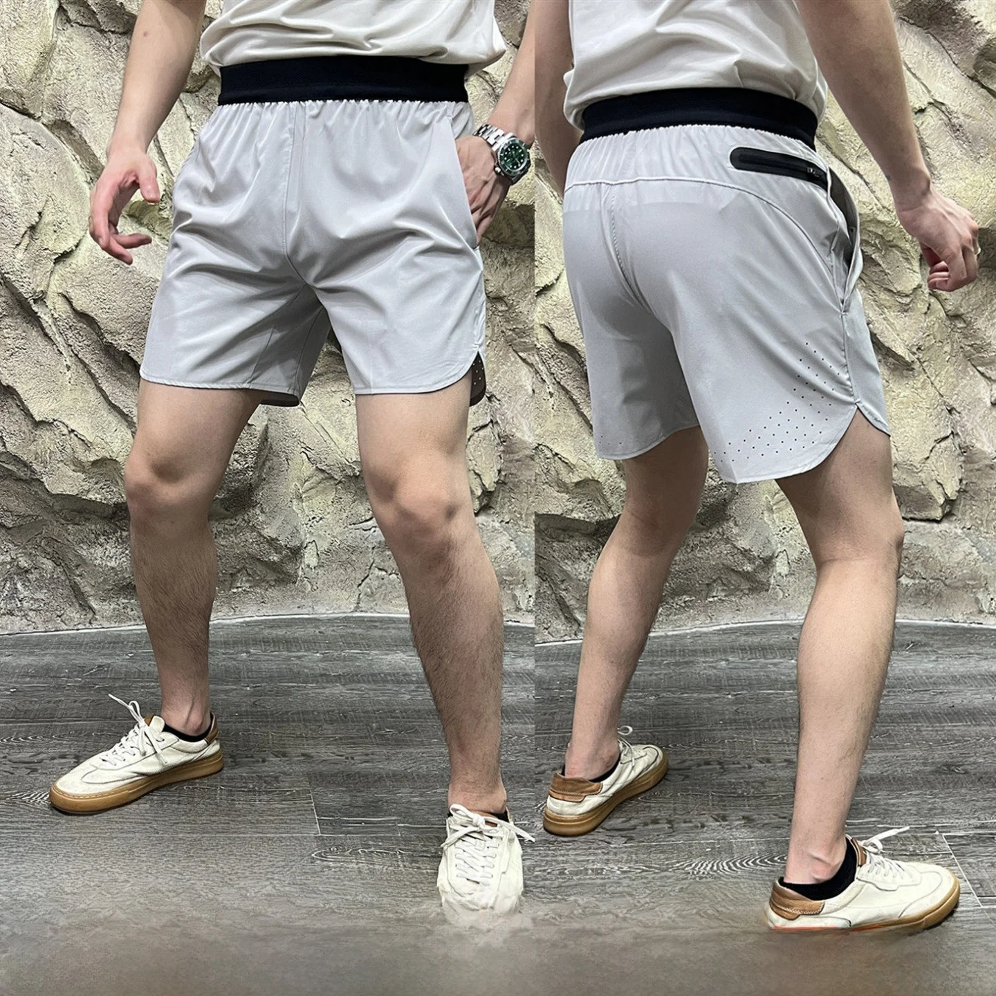 

Men's Qui Dry Waterproof Outdoor Sports orts Laser Drilled Hole Breathable Moisture ng Summer New Arrival Trendy