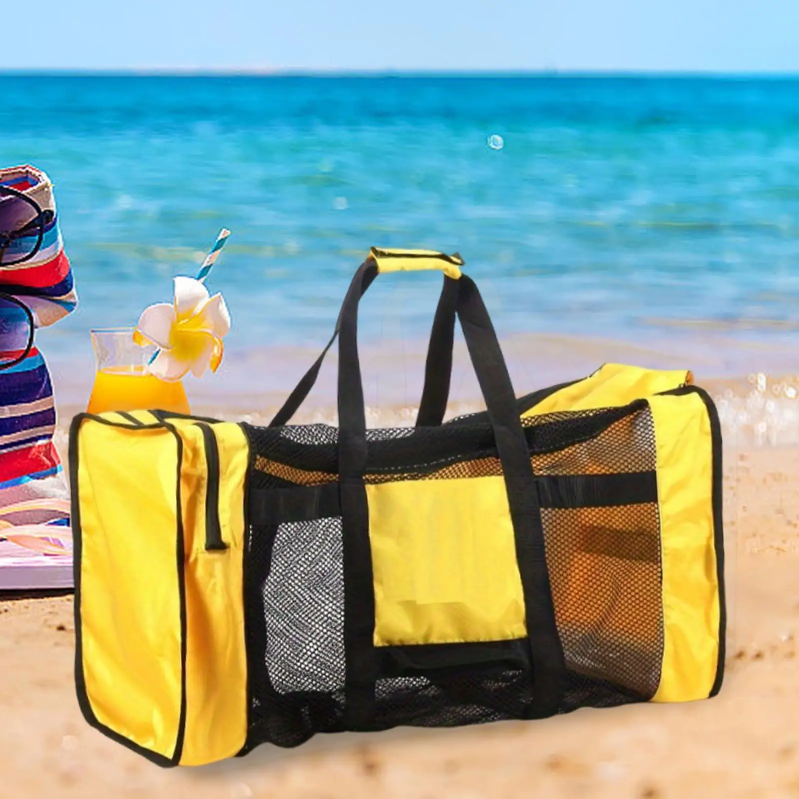 Durable Nylon Mesh Duffle Bag for Dive Fins and Mask Equipment with Spacious Compartment Sports Gear Tote for Pool