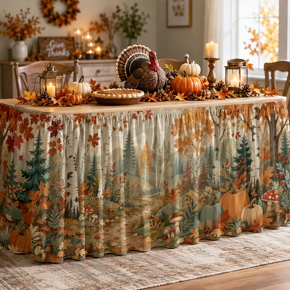 Tablecloth, Autumn Forest, Trail Leaves, Harvest Season, Outdoor Picnic, Autumn Party, Thanksgiving Decorationsxzj