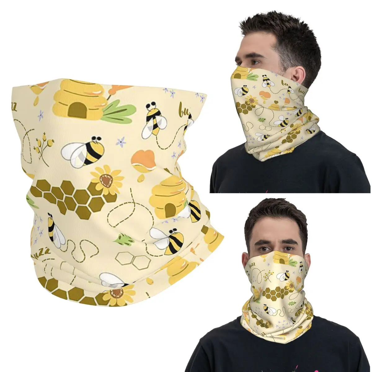 

Милая сотовая бандана с пчелами, гетры с принтом, шарф, теплый велосипедный шарф унисекс для взрослых