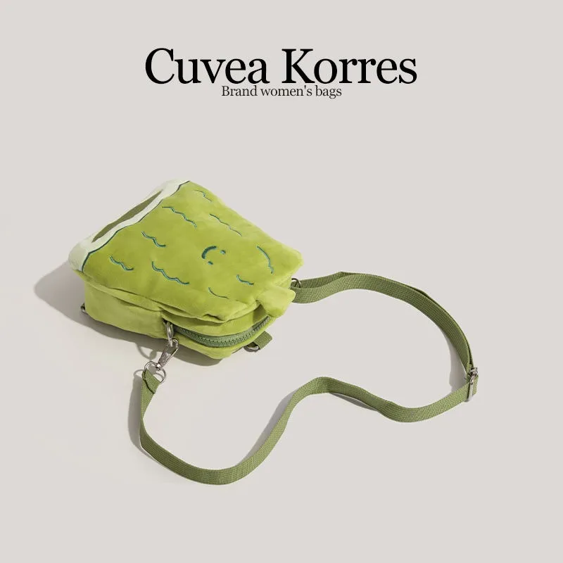 Cuvea Korres Bitter Gourd Small Bag Dual-purpose Plush Oblique Span Bag Casual Cute Student Mini Designer Backpack Women Luxury