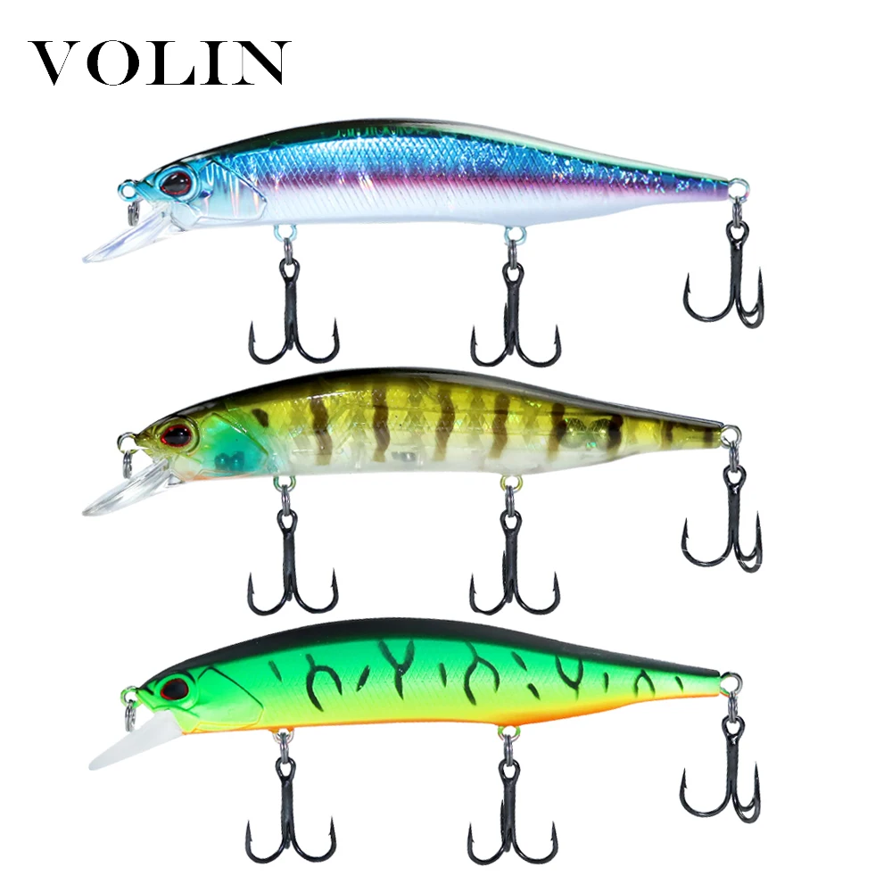 Volin New 1pc Floating Minnow Fishing Lure 120mm15g Artificial Hard Bait High Quality Minnow Fishing Wobbler Fish Lure with Shar