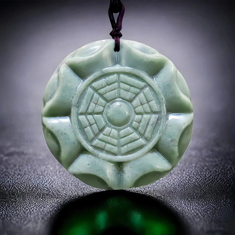 Green Natural Real Jade Tai Chi Pendant Necklace Amulet Carved Jewelry Talismans Gift Gifts for Women Men Fashion Charm Vintage