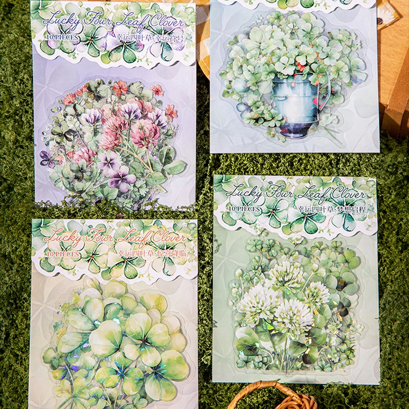 

1 стиль, 40 шт./пакет, счастливый клевер, растительная тема, ракушка, световые наклейки, сделай сам, справочник, альбом, фоторамка, календарь, креативные материалы