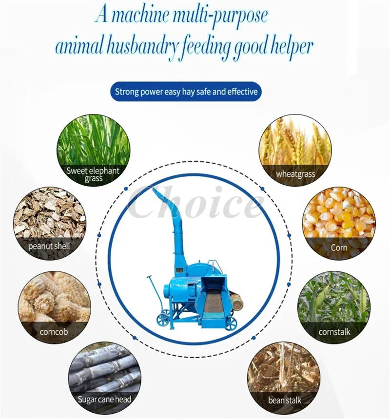 Multipurpose Fresh Dry Chaff Cutter Machine Animal Grass Feed Processing Silage Machine Hay Crusher Animal Feed Machine