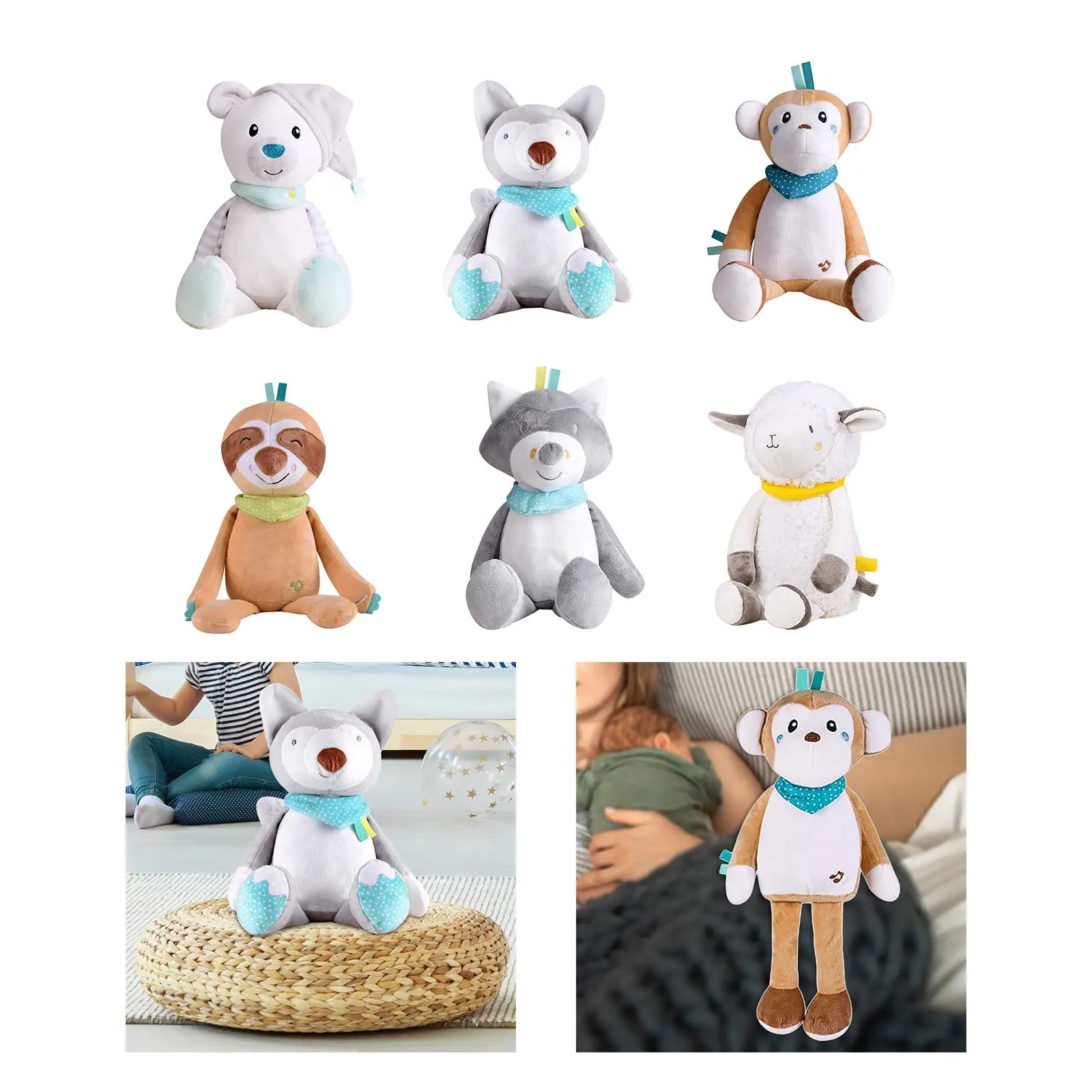 Oreillers LED musicaux, berceuse créative, lumière, doux, chantant, jouets en peluche, accompagner