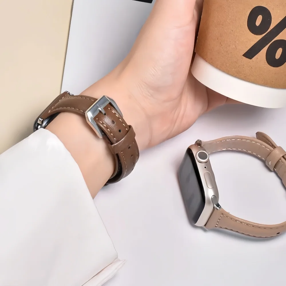 حزام جلدي نحيف لساعات أبل الذكية 22/38/40/41/42/44/45/46/49 مللي متر سلسلة iWatch معصمه مبيعات الجمعة السوداء