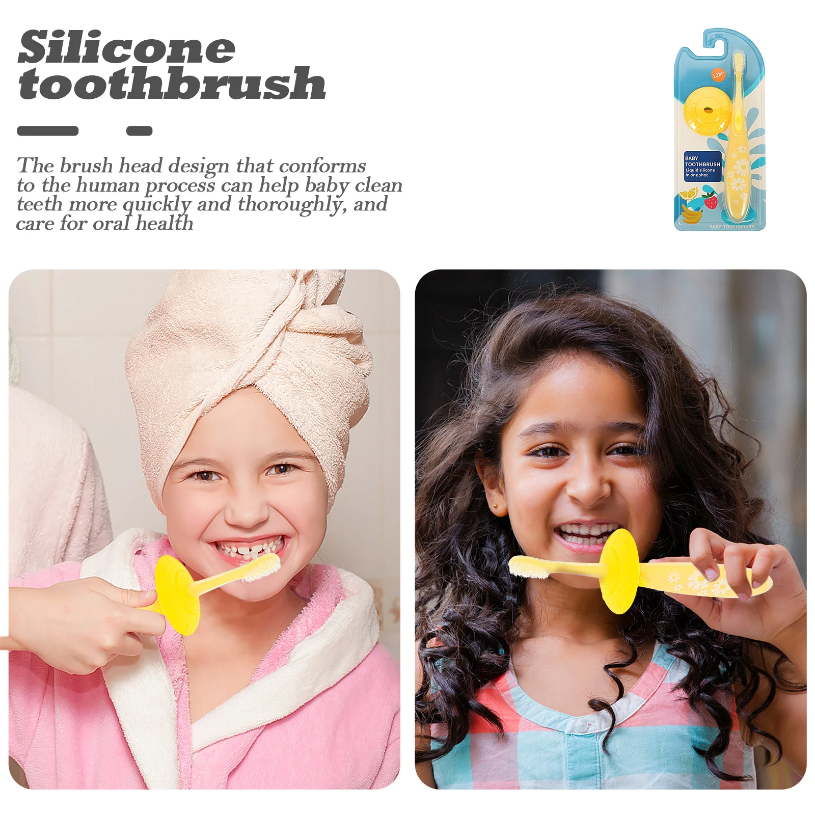 

Baby Toothbrush Food Grade Silicone Portable Toddler Tooth Cleaner Lovely Infant al Care Safe Durable Human Process Brush Head