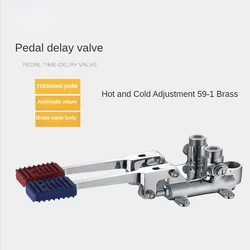 Brass Foot-operated Faucet Foot Valve Hot and Cold Basin Toilet Laboratory Faucet Foot Valve  Brass Faucet Bathroom