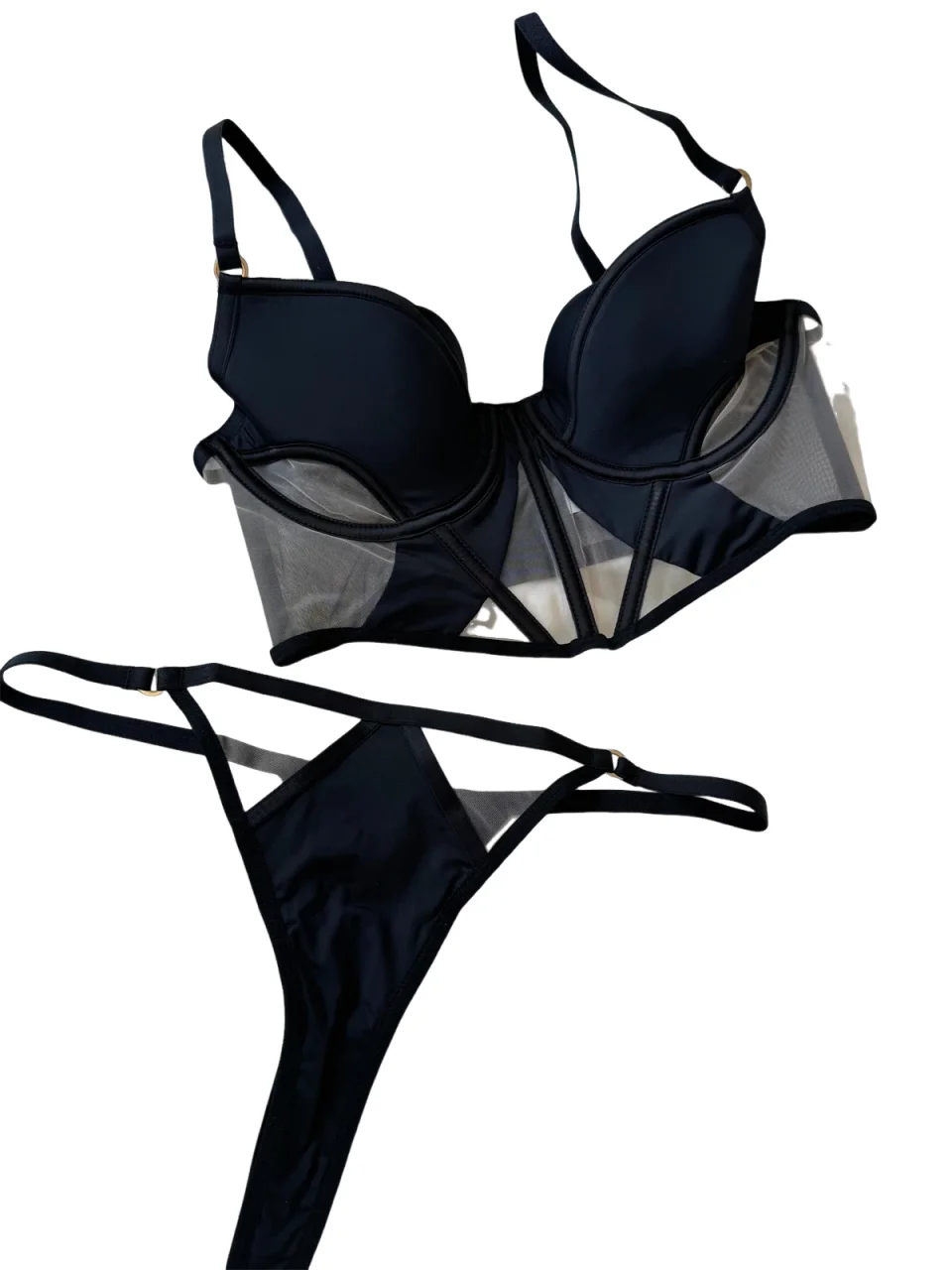 KUCLUT Fishbone large breasts lingerie with underpants suit top support lace thin mesh gathered underwear sexy bra set
