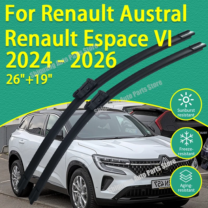 Limpiaparabrisas Delanteros con Revestimiento de Silicona para Renault Austral HHN Renault Espace VI LWB 2024 - 2026, Accesorios para Limpiaparabrisas