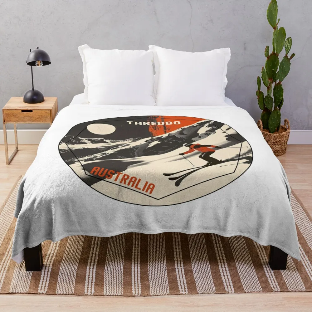 Skiing In Thredbo Australia Throw Blanket Soft Weighted Blankets