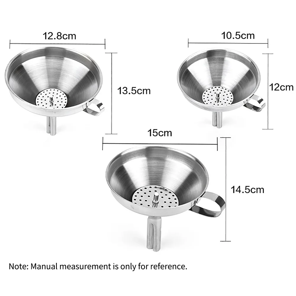 Воронка из нержавеющей стали, кухонная бутылка для жидкости, съемный фильтр, широкий рот, кухня, гостиная, эфирное масло в бутылках, маленькая воронка