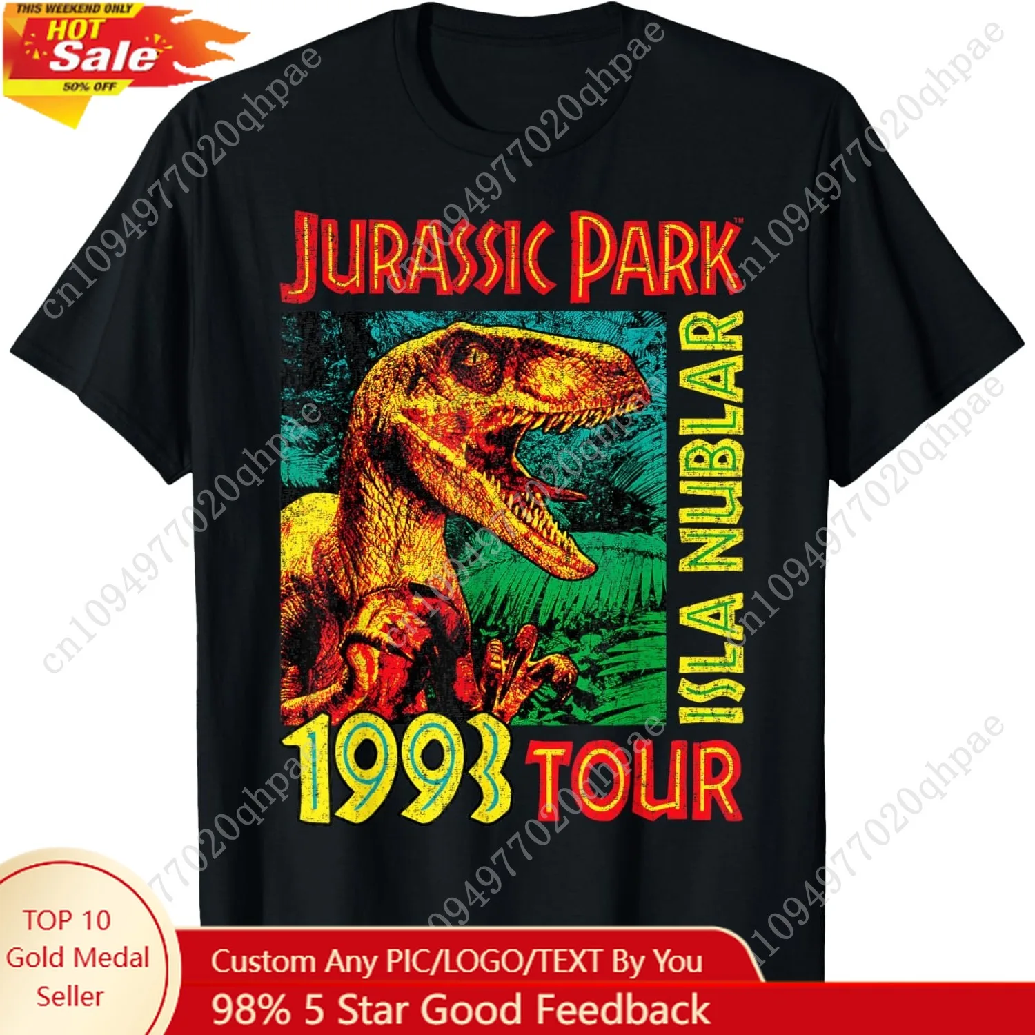 

Jurassic Park Isla Nublar 1993 Tour Poster T-Shirt Small