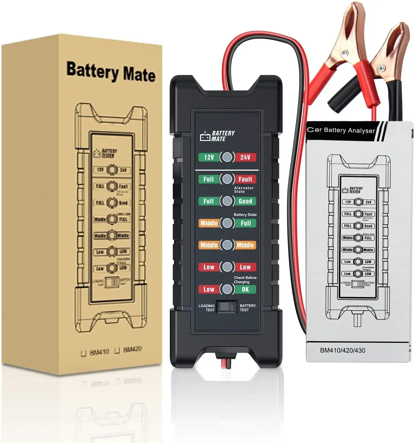 ANCEL BM410 Car Battery Tester 12V 24V Digital Battery Tester Cranking Charging Circut Test Car Battery Analyzer Alternator