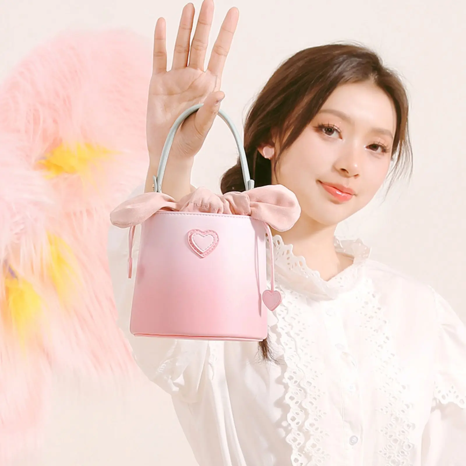 TOUTOU 2024 New Bucket Bag, Pink Girl Handbag Suitable for Gift, Luxury Original Design Shoulder Bag