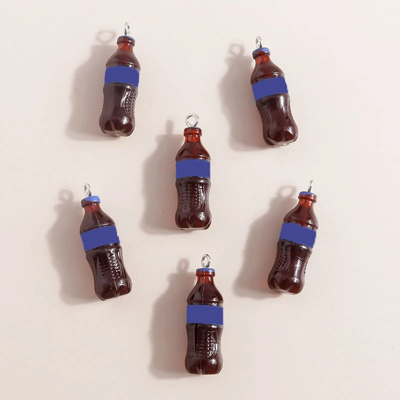 Leslie 10pcs Resin Beverages Drinks Bottle Cola Charms for Earrings Necklaces Jewery Making Accessories Findings