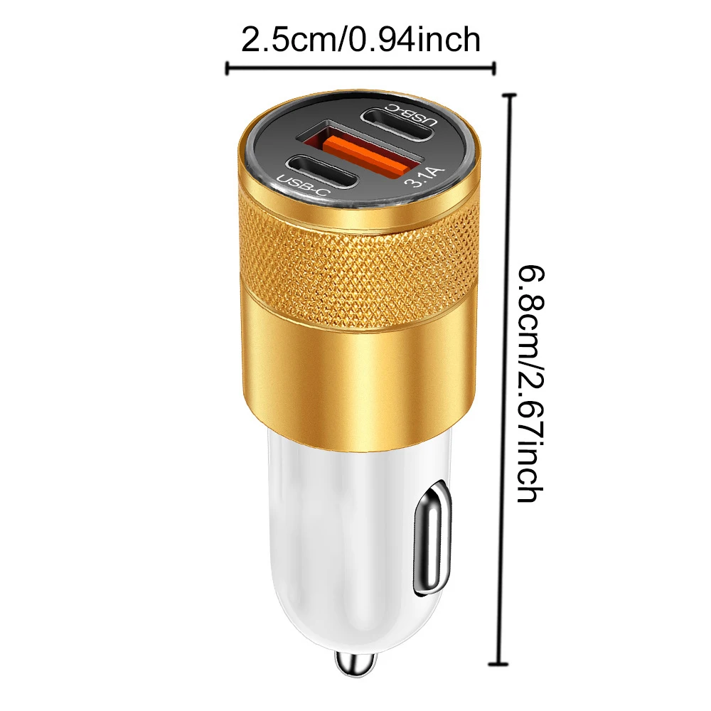 3.1A USB Car Charger Type C Fast Charging Phone Adapter For Xiaomi Huawei 2PD Phone Charger Car Adapter Socket Cigarette Lighter