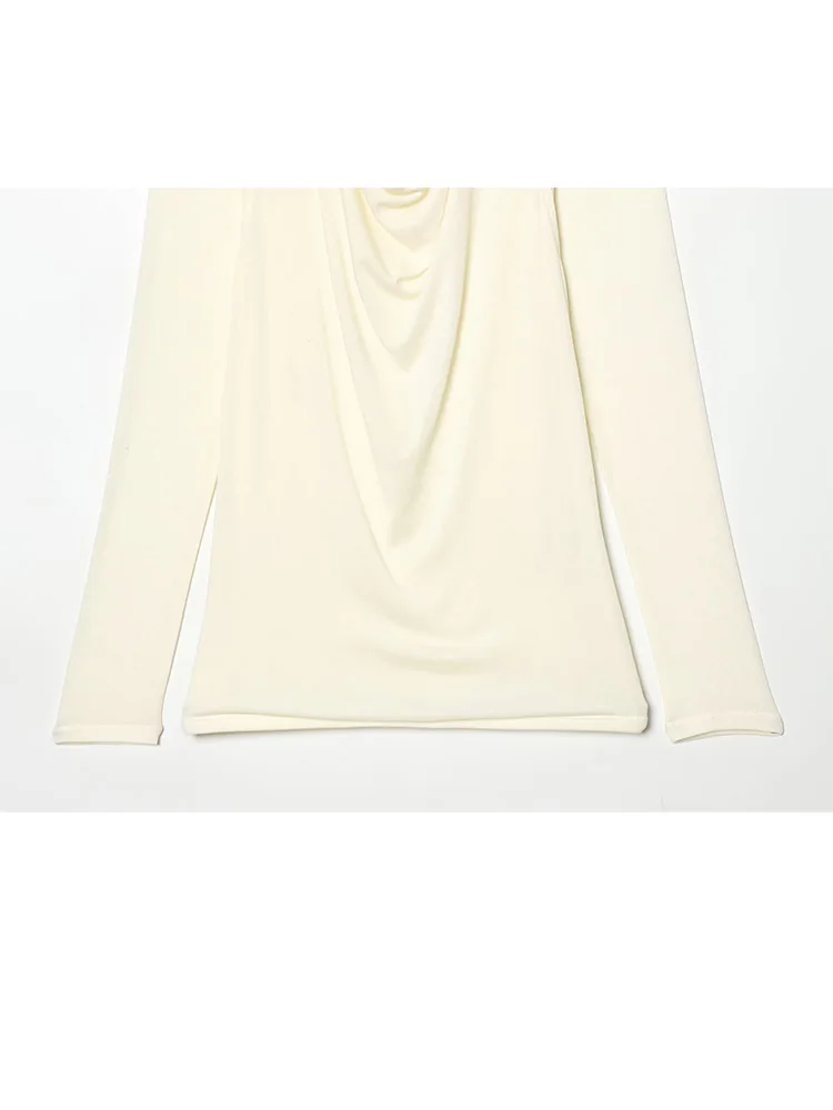 

HH Women New Fashion Hanging Neck Collar T-shirt Female Summer Temperament Personality Simple Double-deck Long-Sleeved Solid Top