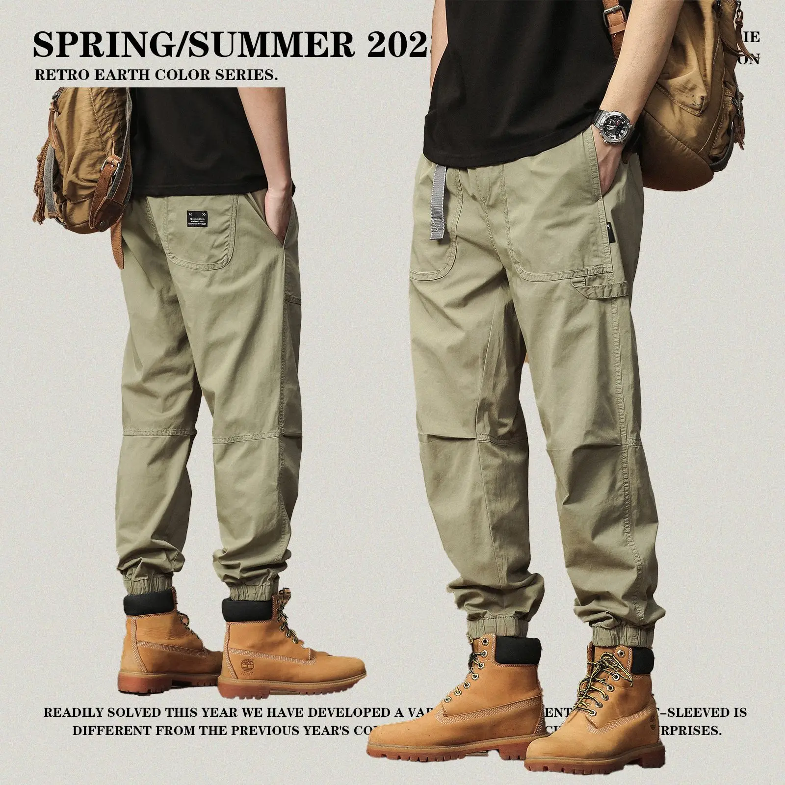 

Men's casual pants Spring 2023 Men's fashion Loose buckle belt cargo pants Hip Hop pants Men's outdoor ankle pants cargo pants