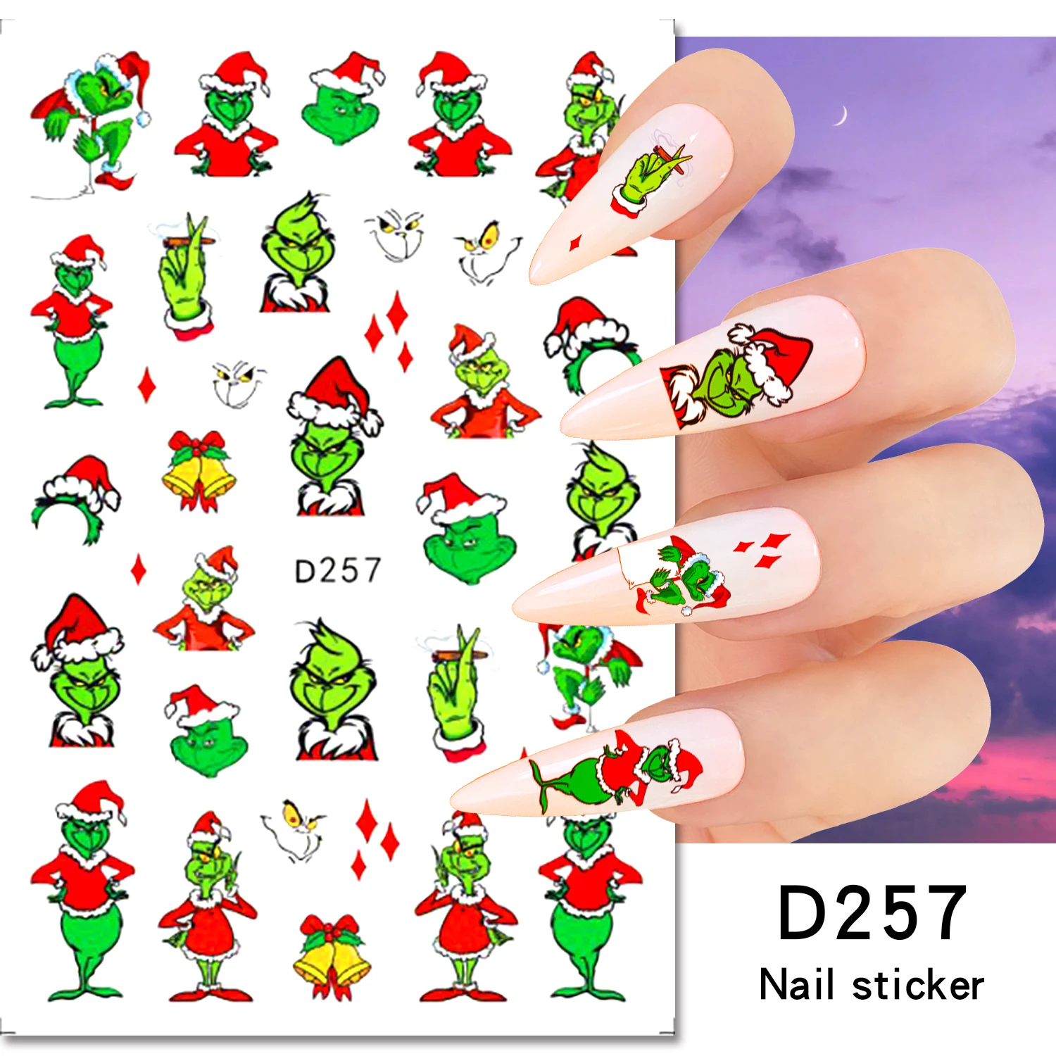 Adesivi per unghie stile natalizio anime Sanrio Cartoon Forniture per nail art Simpatico Hello Kitty My Melody Adesivi 3D Decorazione per nail art