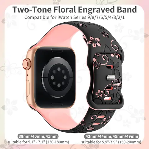Imagen 2 del producto Correa grabada para Apple Watch Band 40mm 41mm 45mm 44mm 49mm 38mm Correa de silicona pulsera iwatch Series 9 8 7 6 5 4 SE Ultra 2