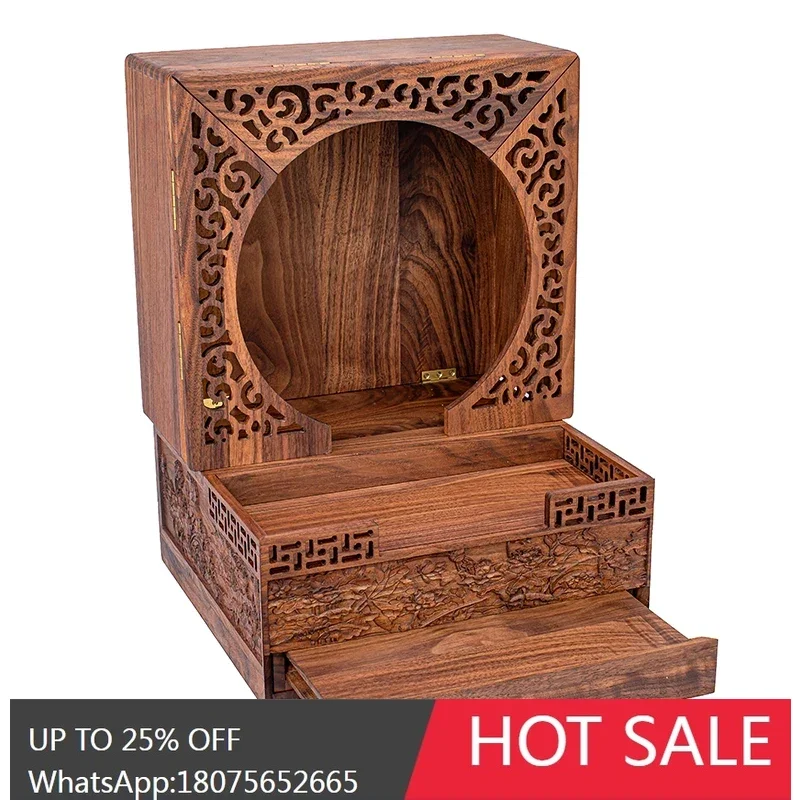 LYY log folding portable casket with door wall hanging hidden table