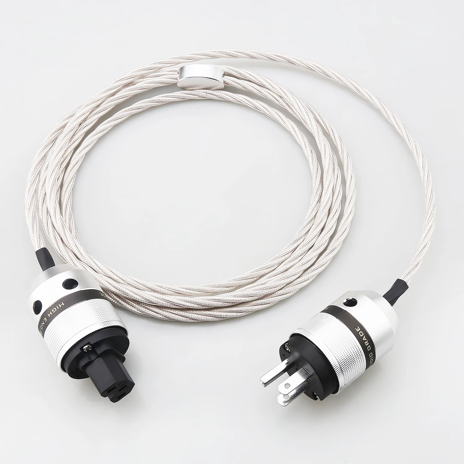 HiFi 7N OCC Silver Plated HIFI Power Cable High Purity AC Power Cord for Audiophile DAC Amplifier Power Filter EU US AU Plug