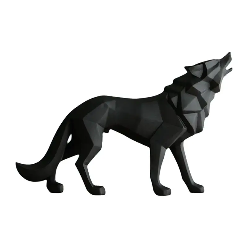 AS63-Home Table Decoration Accessories Wolf Statue Animal Figurine Sculpture Living Study Room Bedroom Decor Interior A
