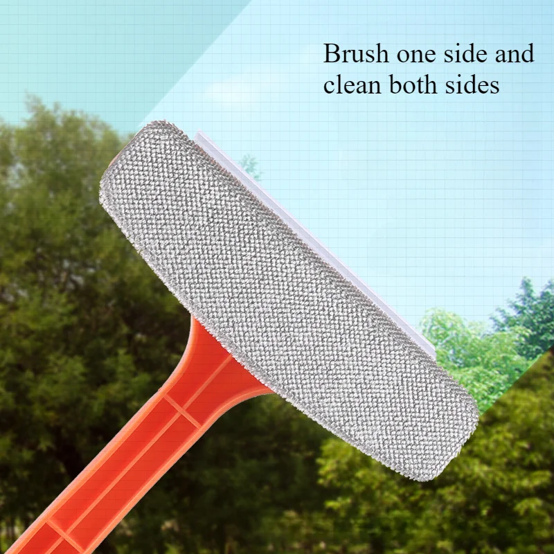 2 in 1 Window Mesh Screen Brush Window Cleaner Magic Broom Wiper Telescopic Long Handle Window Mop Squeegee Wiper Cleaning Tool