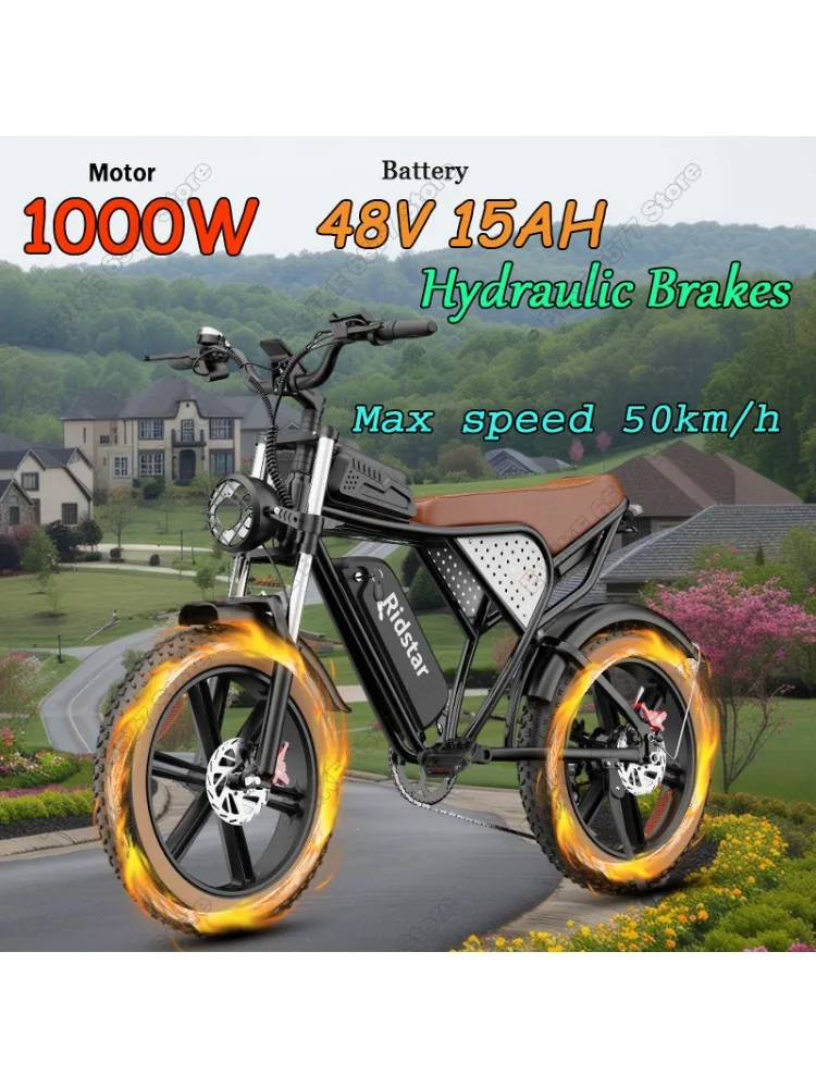 AliExpress Ridstar Q20 Electric Bicycle 1000W 48V 20Ah Motor 20*4.0Inch Fat Tire Mountain Hydraulic Brakes Electric Bike Motorcycles Ebike