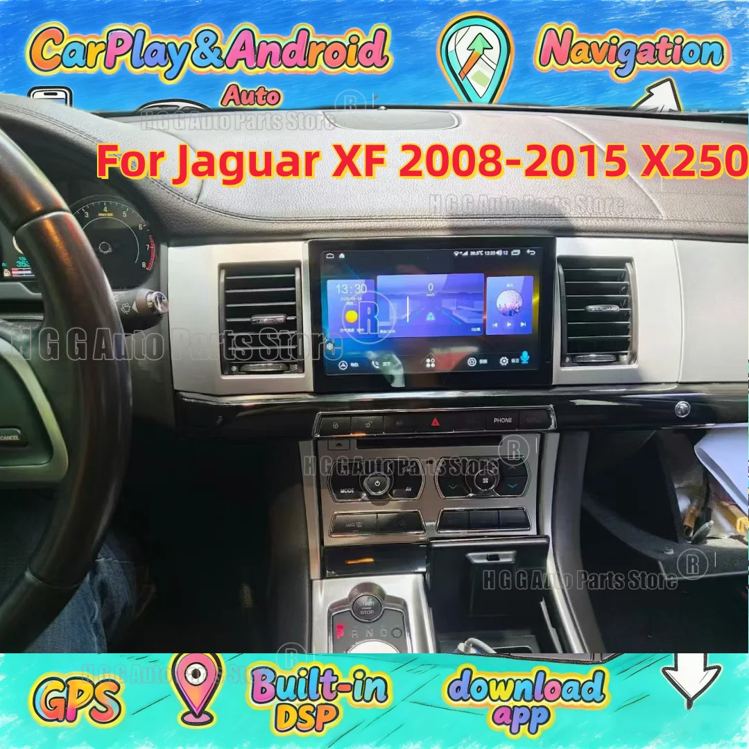 

QLED экран Android 13 для Jaguar XF 2008-2015 X250 Автомобильный GPS-навигатор Авто стерео радио Мультимедийный плеер Головное устройство DSP CarPla
