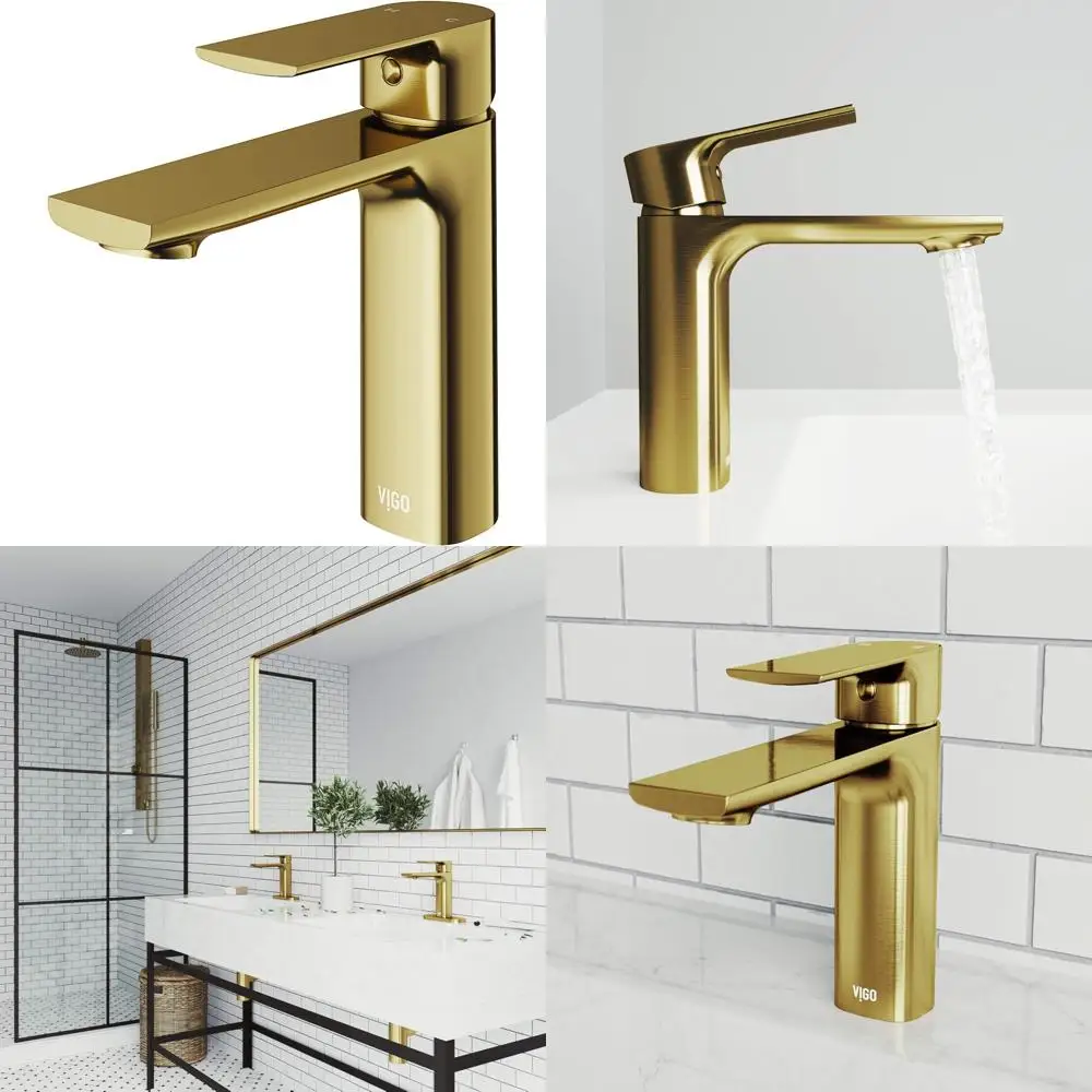 

6-inch Matte Brushed Gold Single Handle Bathroom Faucet with Single-Hole Mounting for Modern Vanity Sinks