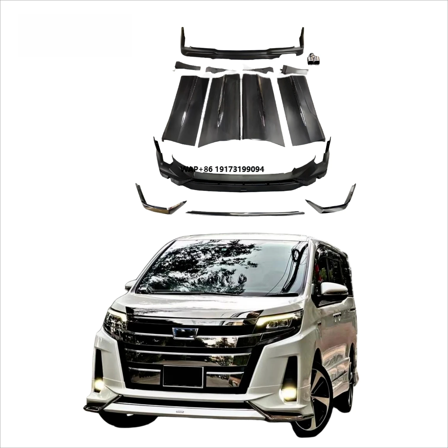 

Body Kits for Noah 80 Series 2017-2020 Model-lista Monalisa Convert Aero Front Lip Rear Lip with Chrome Parts Bodykit