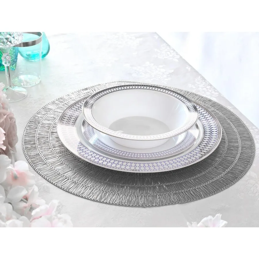 식탁용 센터피스 플레이스매트 40개 팩 세척 가능하고 청소가 쉬운 PVC 내열성 직조 비닐 테이블 매트