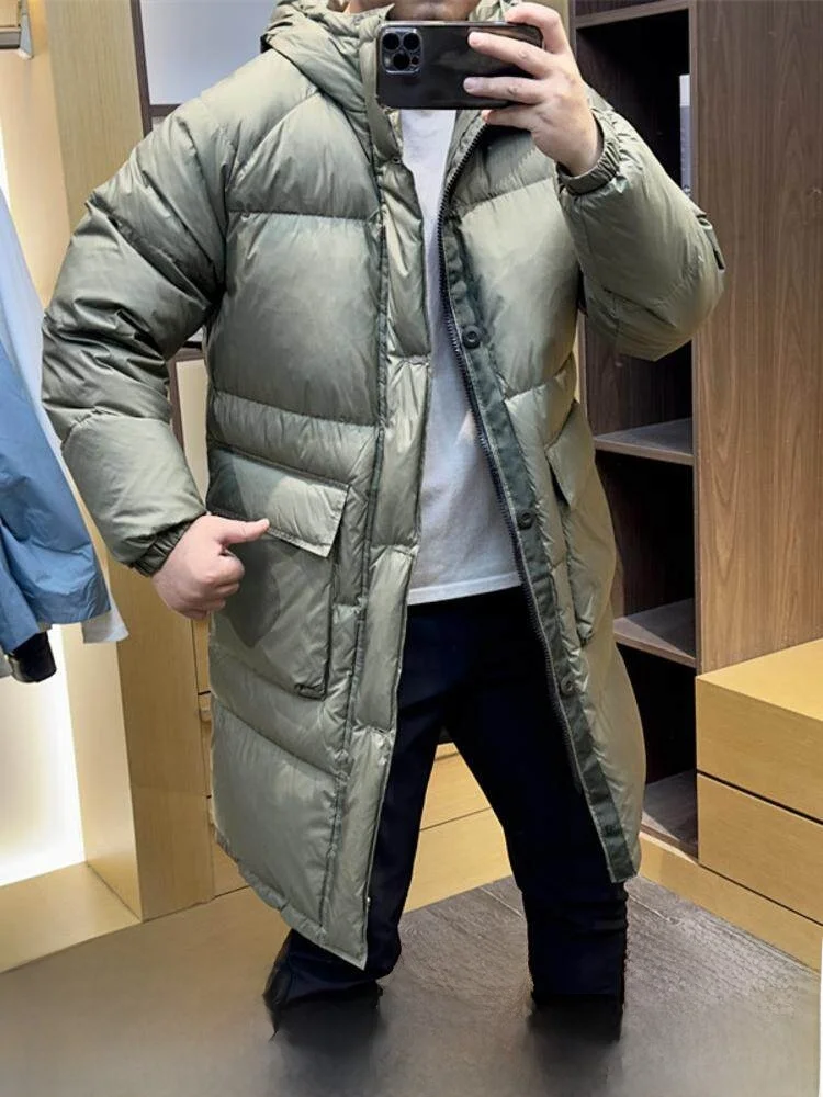 

High Fill Power down Jaet Long Hooded Youth Faion Polyester Fiber White Du down Thiened Winter Coat for Couples