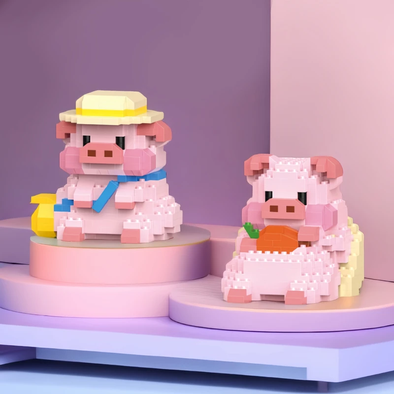 น่ารักและน่าสนใจสร้างสรรค์น่ารักหมูการ์ตูนตุ๊กตาอนุภาคขนาดเล็ก Building Block ของเล่นเด็กของขวัญประกอบปริศนา