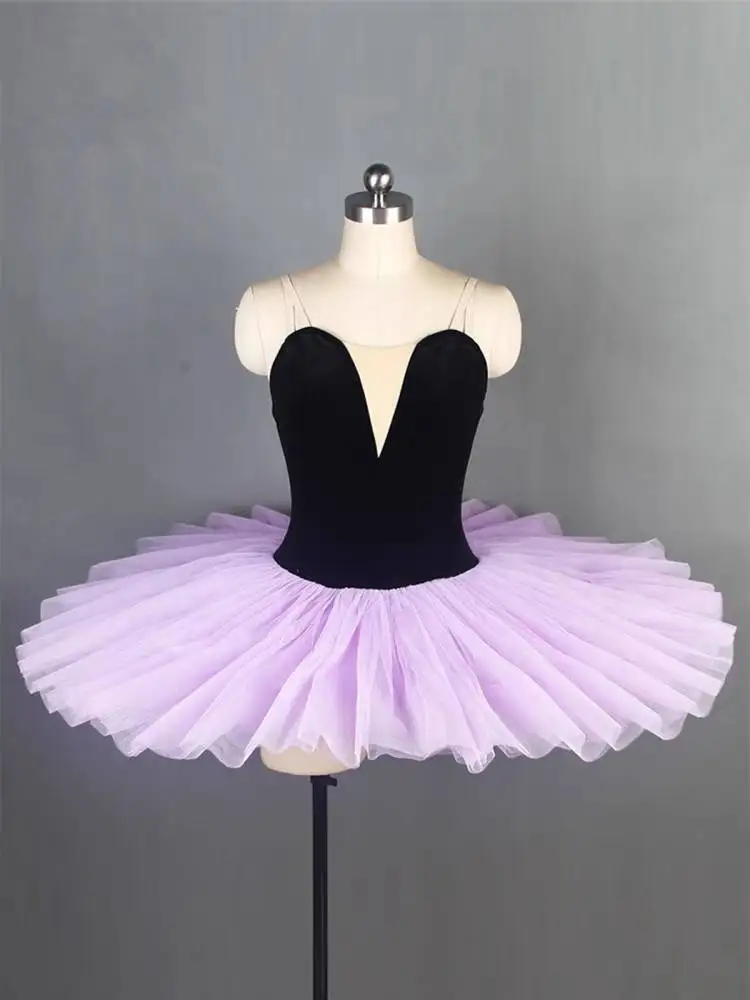 전문 플래터 투투 블랙 라이트 퍼플 발레 댄스 의상 여성용 투투 발레 성인 발레 댄스 스커트