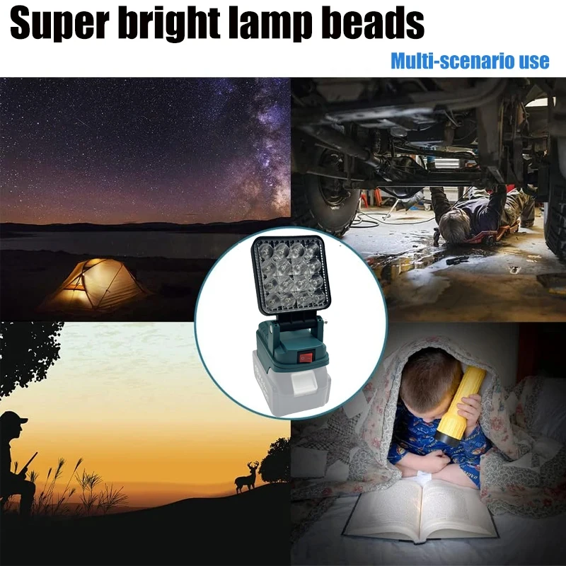 3 Zoll Kabellose LED-Arbeitsleuchte für Makita 14,4-18V Li-Ionen-Akku Dual USB Verstellbare Camping-Notlampe Ohne Akku – Detail 15