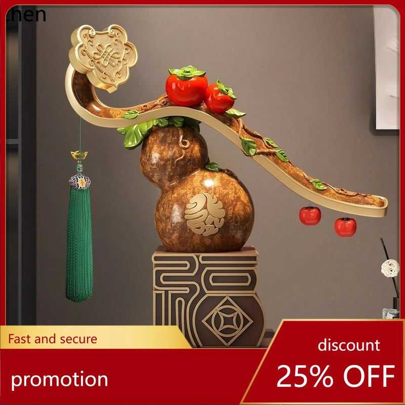 CZ Fortune Gourd Persimmon Ornament for Good Luck, New Chinese Style Entryway Decoration, Housewarming and Opening Gift
