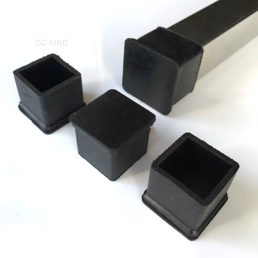 10PCS Square Rubber Chair Table Feet Tube Pipe Stick End Cover Caps 20 25 30 40 50mm