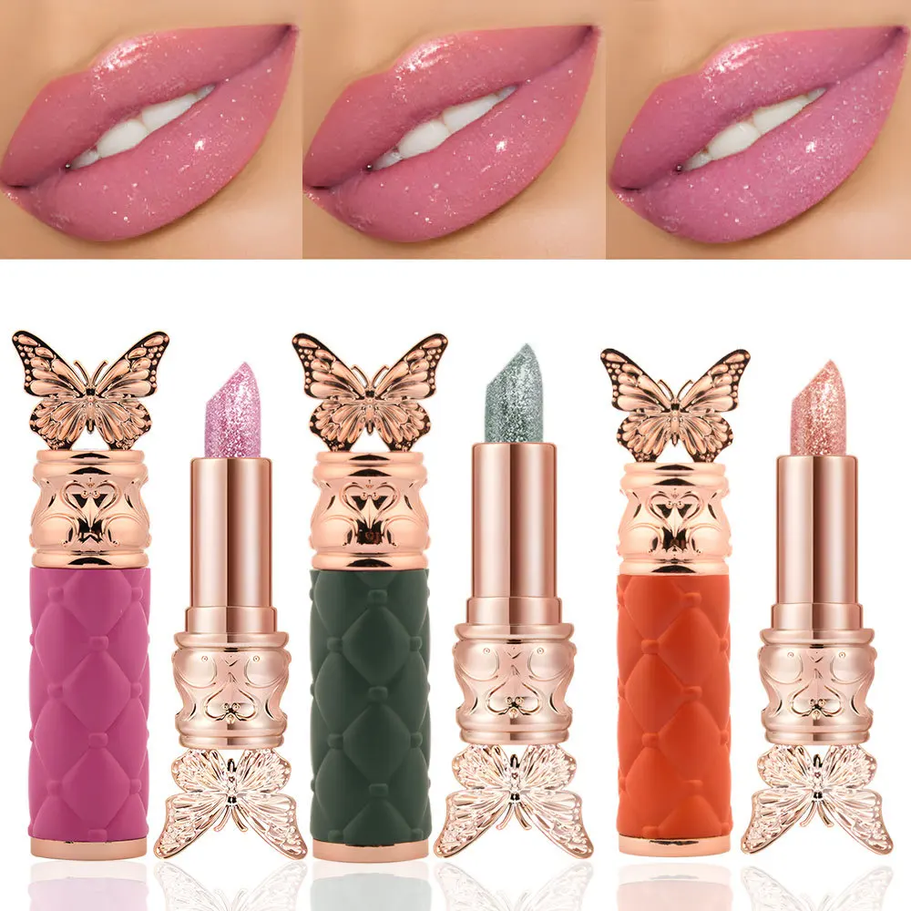 QICIY 3 Color Pearl Lacquer Gloss Lipstick Lip Balm Waterproof Moisturizing Hydrating Lift Color Lip Gloss Lip Makeup