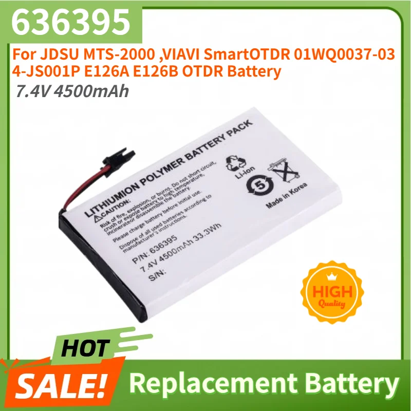 636395 High Quality Battery 7.4V 4500mAh For JDSU MTS-2000 ,VIAVI SmartOTDR 01WQ0037-03 4-JS001P E126A E126B OTDR Battery