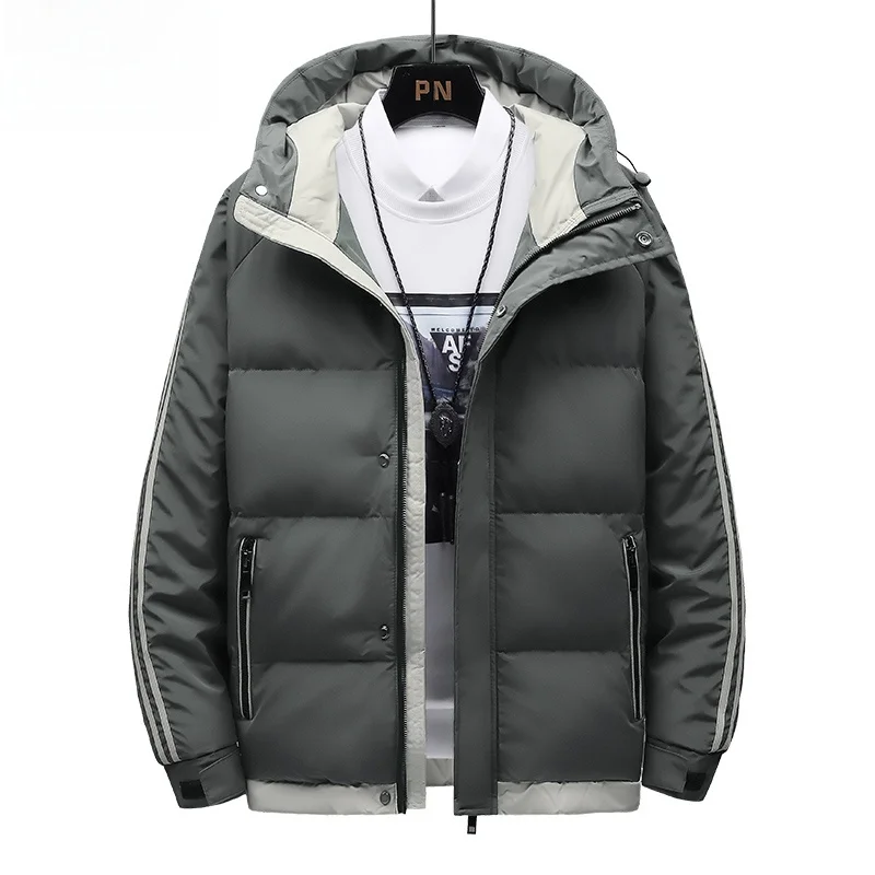 

Yuzhao Lin Men's Thiened down Cotton Jaet Hooded Warm Winter Clothes Large Size Cotton Coat Polyester Fiber Long Sve