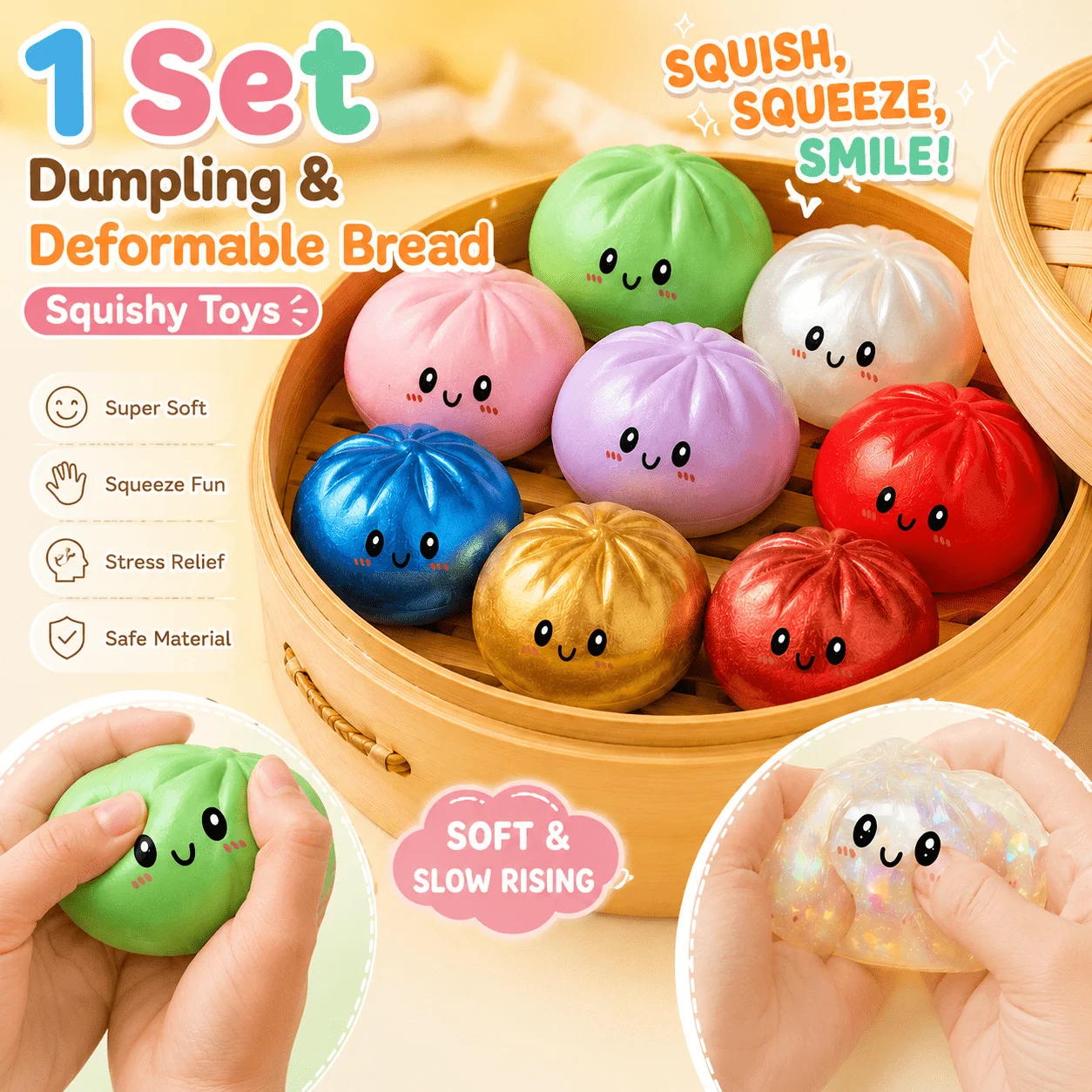 

Premium Squishy Bun & Deformable Bread Toy Set, 2026 New Soft Squeeze Ball, Realistic Food Sensory Fidget Toy, Stress Relief Decompression Toy, Perfect for Birthday Gifts, Classroom Rewards, Office Relaxation, Graduation and Father's Day Presents