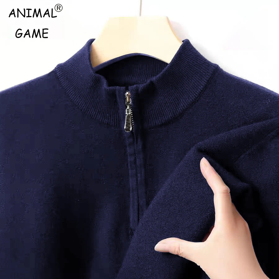 

Animal Game Men's Knitwear Long Sleeve Pullover Sweater Polo Zipper Sweaters Solid Casual Streetwear Cardigan Men Cold Blouse
