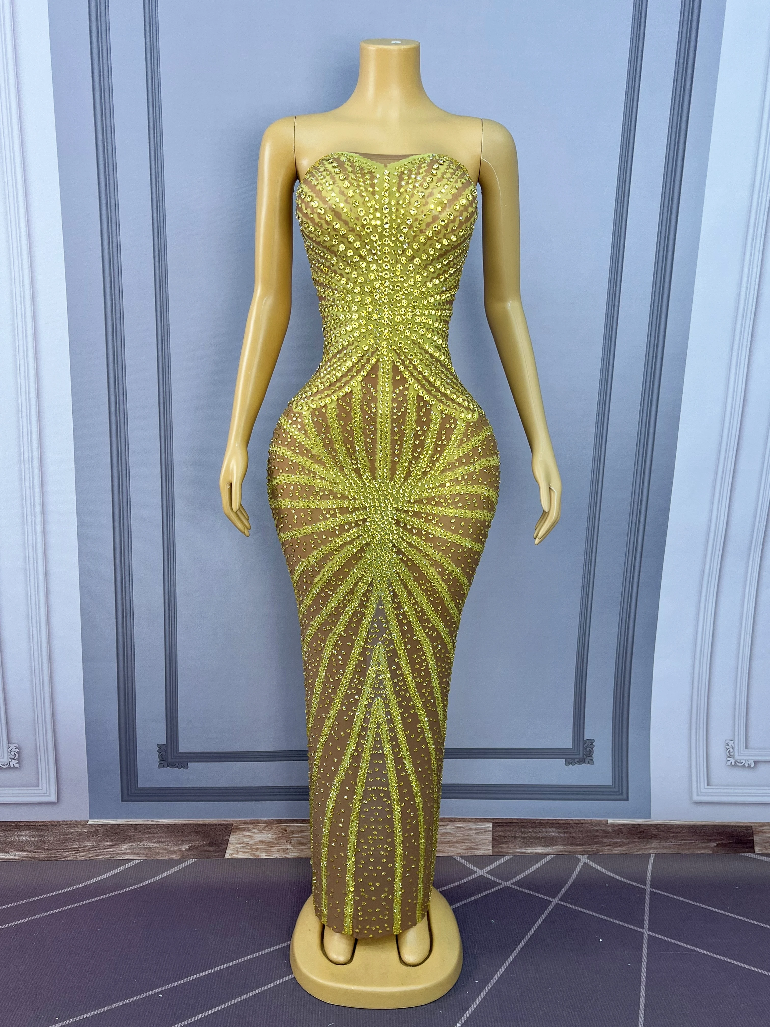 Vestido sin mangas con diamantes de imitación, rojo y azul brillante, para noche, celebración de cumpleaños, traje de baile Sexy sin espalda, ropa para sesión de fotos y graduación