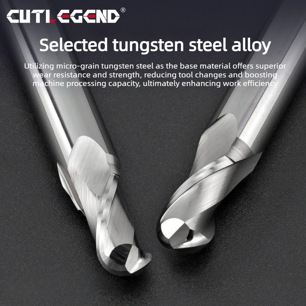 CUTLEGEND HRC60 Unbeschichteter Vollhartmetall-Kugelfräser R0.5-R5.95 Speziell für Aluminium CNC 3D-Kurven-Gravur-Bearbeitungswerkzeug – Detail 3